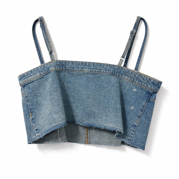 Wild Fable Light Blue Denim Crop Top - Picture 2 of 2